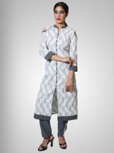 OFF White Cotton Silk Kurta with Grey Pant