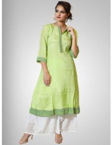 Plain Pastel Green Long Kurti