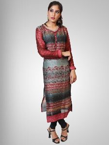 Printed Maroon Kurti