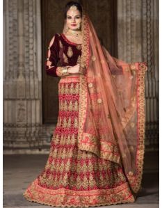 Velvet Lehenga Choli With Net Dupatta