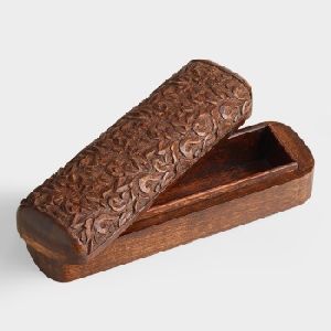 Wooden Hand-Carved Pencil Box