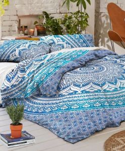 BLUE OMBRE INDIAN DOONA DUVET QUILT COVER