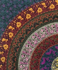 MULTI COLOR FLORAL MANDALA TAPESTRY COTTON QUEEN DOUBLE BEDDING BED COVER BEDART