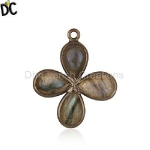 Handmade Labradorite Gemstone Brass Fashion Findings Connector