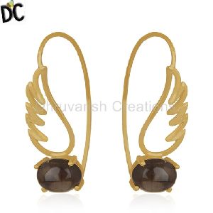 Gold Plated Silver Angel Wing Designer Hook Earring