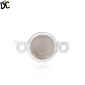 Handmade Fine 925 Silver Rose Quartz Gemstone Connector