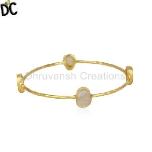 Mother Of Pearl Gold Plated Brass Fashion Stackable Bangle