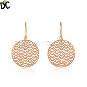 Rose Gold Plated Sterling Plain 925 Silver Designer Earring