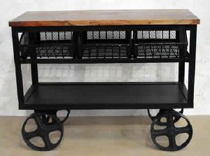 Metal Industrial End Table Trolley