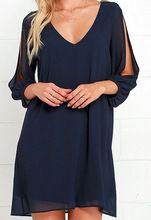 BLUE LONG SLEEVE DRESS