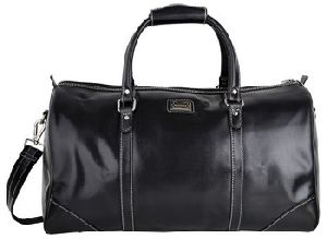 BLACK GENUINE LEATHER DUFFEL BAG