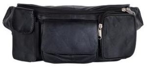 BLACK GENUINE LEATHER WAIST BAG