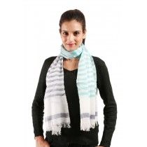 BLACK STRIPE VISCOSE STOLE FOR WOMEN