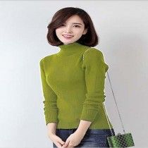 COOL LIGHT GREEN AUTUMN WINTER HIGH NECKED SKIWI SWEATER