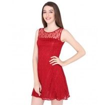 PREETY WOMAN MAROON SKATER DRESS