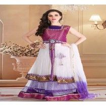 RED VIOLET EMBROIDED LEHENGA CHOLI