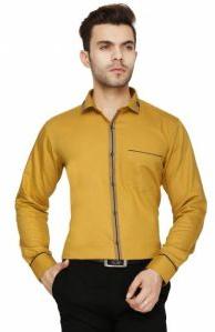 Shirts Cotton Blend Club Wear Slim Fit Basic Collar Full Sleeve Self