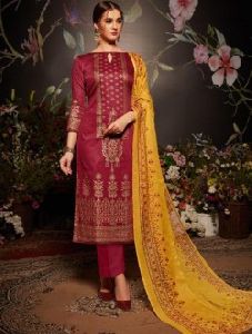 Daily Wear Cotton Satin Straight Cut Long Salwar Suits