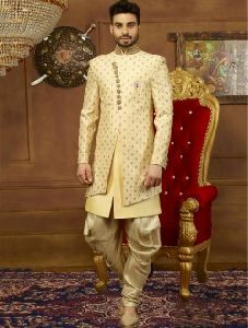 Indo Western Style Wedding Wear Banarasi Silk Sherwanis