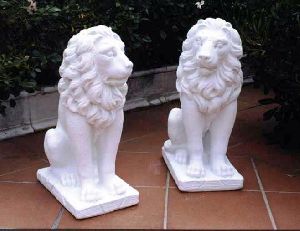 white marble lion statue