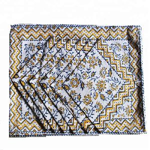Indian Cotton Fabric Block Print Dinner Table Cloth Mat