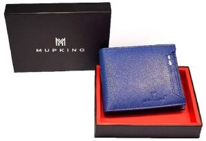 MUPKINO Genuine Leather Mens Wallet Blue Detachable Card