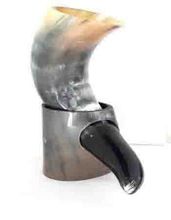 Viking Drinking Beer Horn with Stand