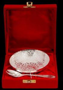 Silver Plated Bowl With Spoon