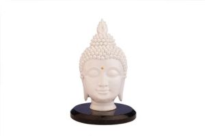 Gautam Buddha Head Glossy White Statue