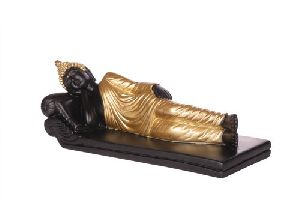Gautam Buddha Relaxing Matte Black Gold Statue