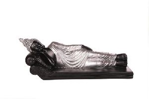 Gautam Buddha Relaxing Silver Matte Black Statue