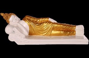 Gautam Buddha Relaxing Beige & Gold Statue