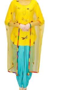 Fly kurta with sky blue dhoti pants