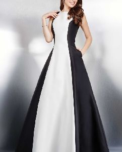 White and Black Satin Dress