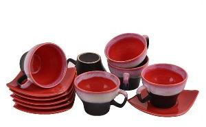 Designer red Black Ceramic Cup Saucer