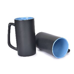 Handcrafted Tall Black Matte Milk and Coffee Mug