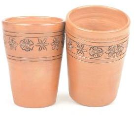 Ornately Designed Handcrafted Clay Glass-Set