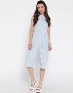 Jaipur Kurti Women Blue and White Stripes Jumpsuit