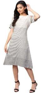 Jaipur Kurti Women grey Geometric a-line handloom Dress