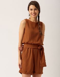 Jaipur Kurti Women Tan Solid Jumpsuit