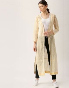 Jaipur Kurti Women Off White Stripes Shrug