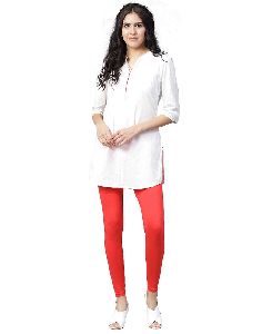 Jaipur Kurti Women Red Solid Cotton Lycra Leggings
