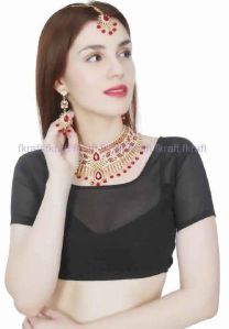 Gold Plated Designer Party wear Zerconic Necklace Set Earrings