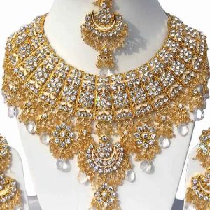 Gold Plated Indian Handmade Ethnic Zerconic Necklace set