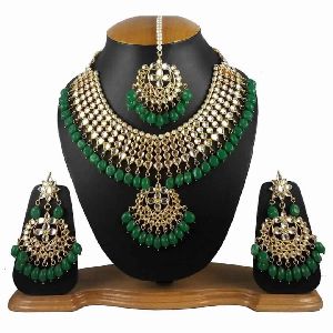 Pearls Look Gold Plated Party Wear Handmade Necklace set
