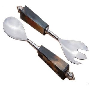 Nickel Finish Steel Salad Server Set