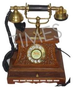 Antique Wooden carving Rotary Phone