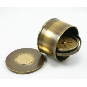 Vintage Brass Container Swivel Compass