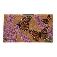 Butterfly black printed coir tuft door mat