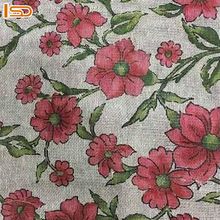 New Fashion Floral Jute Cotton Canvas Fabric for Bags, Curtains